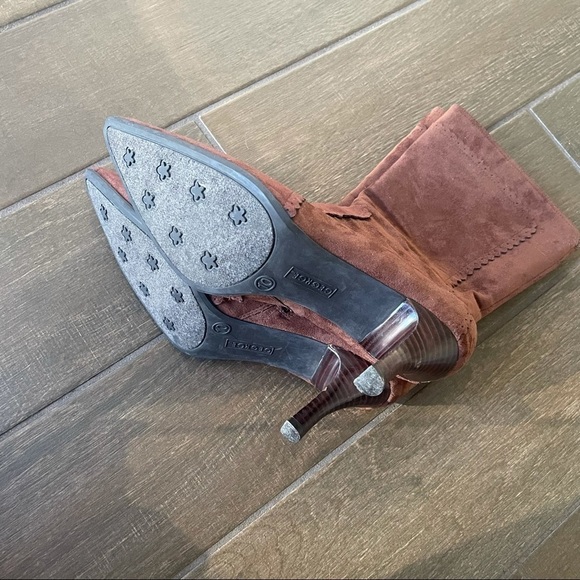 GEORGE Women’s Brown Faux Suede Mid Calf Heeled Western Boots 10 Pointed Toe - Picture 3 of 10